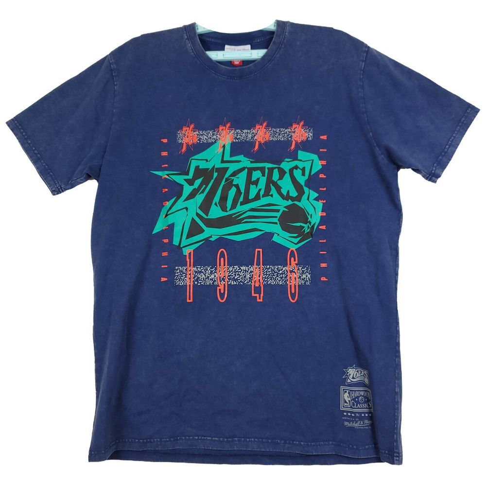 Philadelphia 76ers Mitchell & Ness NBA L Large Shirt 1946‎ Established Blue New